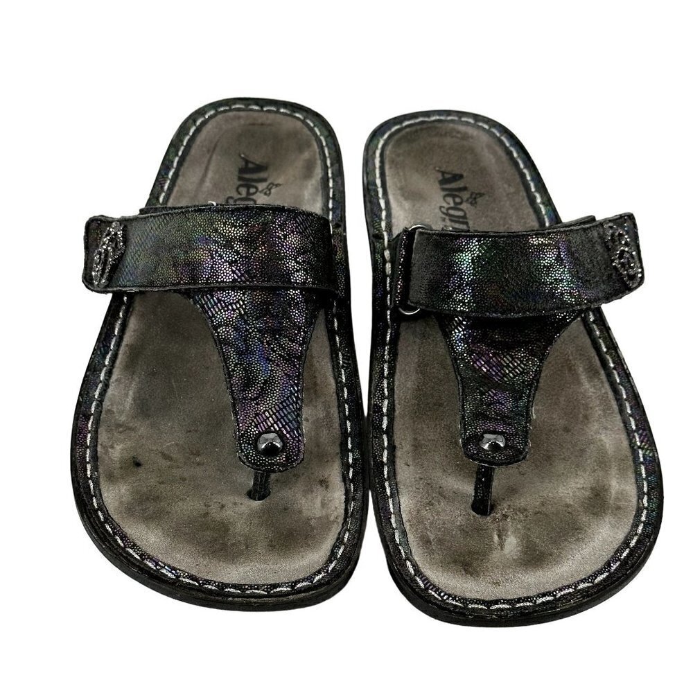 * Alegria Carina Iridescent Confort Thong Sandals Size 38 Bling